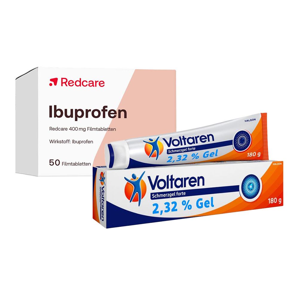 Voltaren Schmerzgel forte 23,2 mg/g Gel mit Diclofenac + Ibuprofen 400 mg Filmtabletten