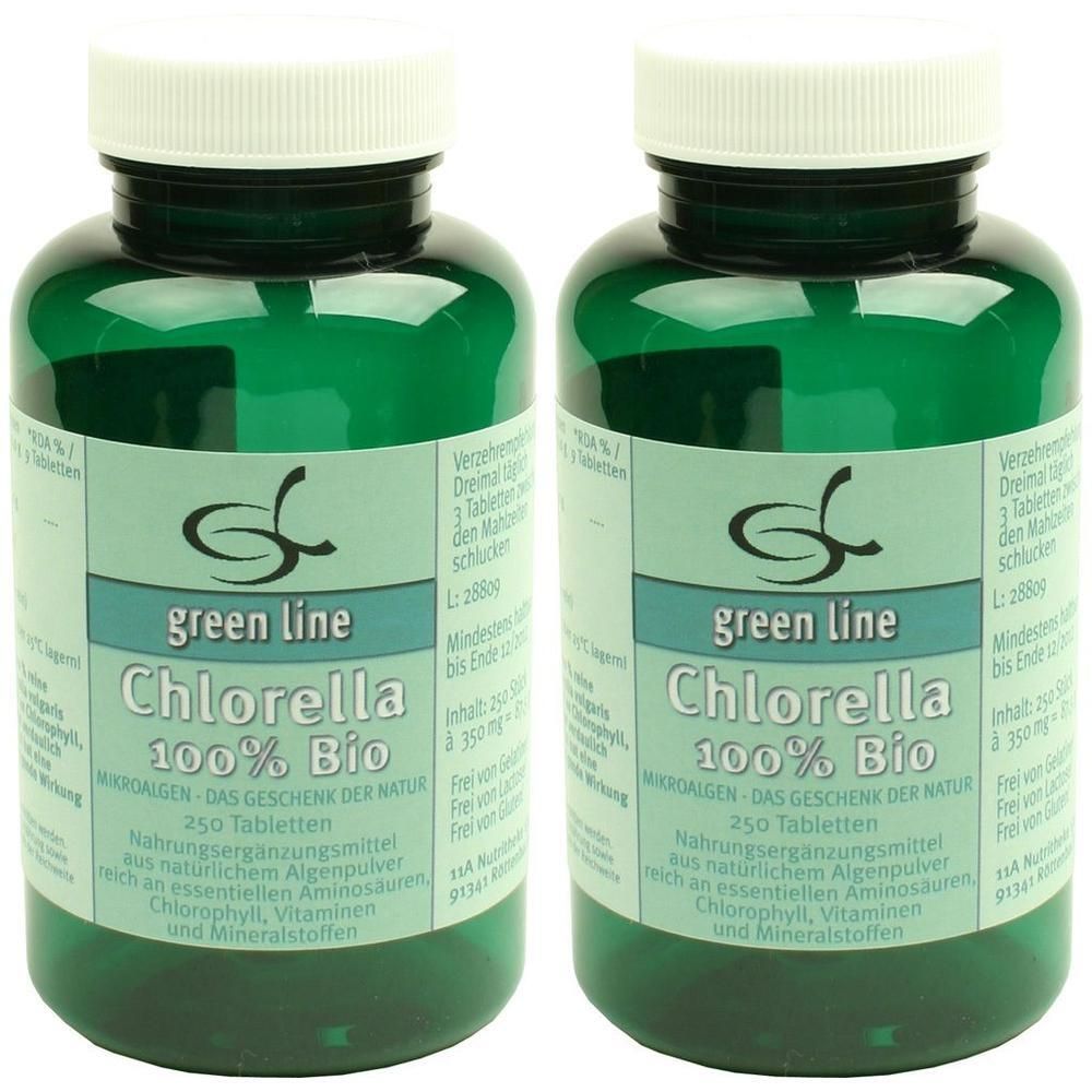 green line NUTRITHEKE Chlorella 100% Bio