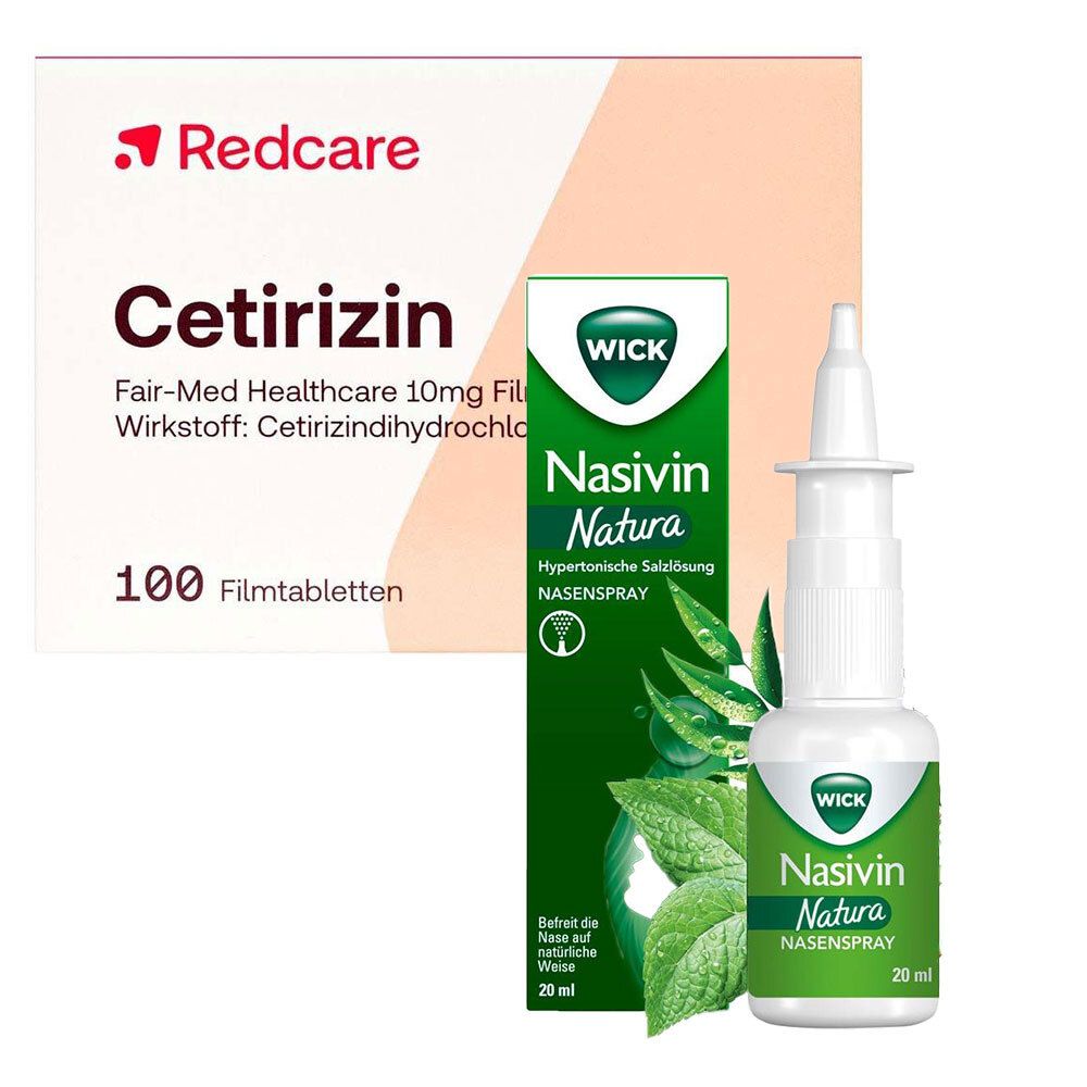WICK Nasivin Natura Nasenspray, abschwellendes Nasenspray + Redcare Cetirizin