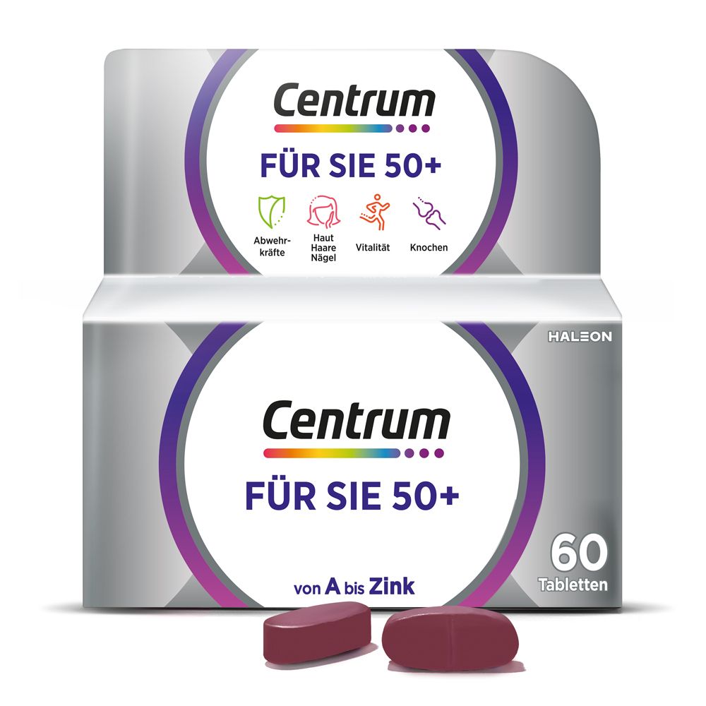 Centrum Für Sie 50+ Multivitamin Tabletten – Hochwertiges Nahrungsergänzungsmittel speziell für Frauen ab 50 – Vitamine, Mineralstoffe, Spurenelemente von A bis Zink