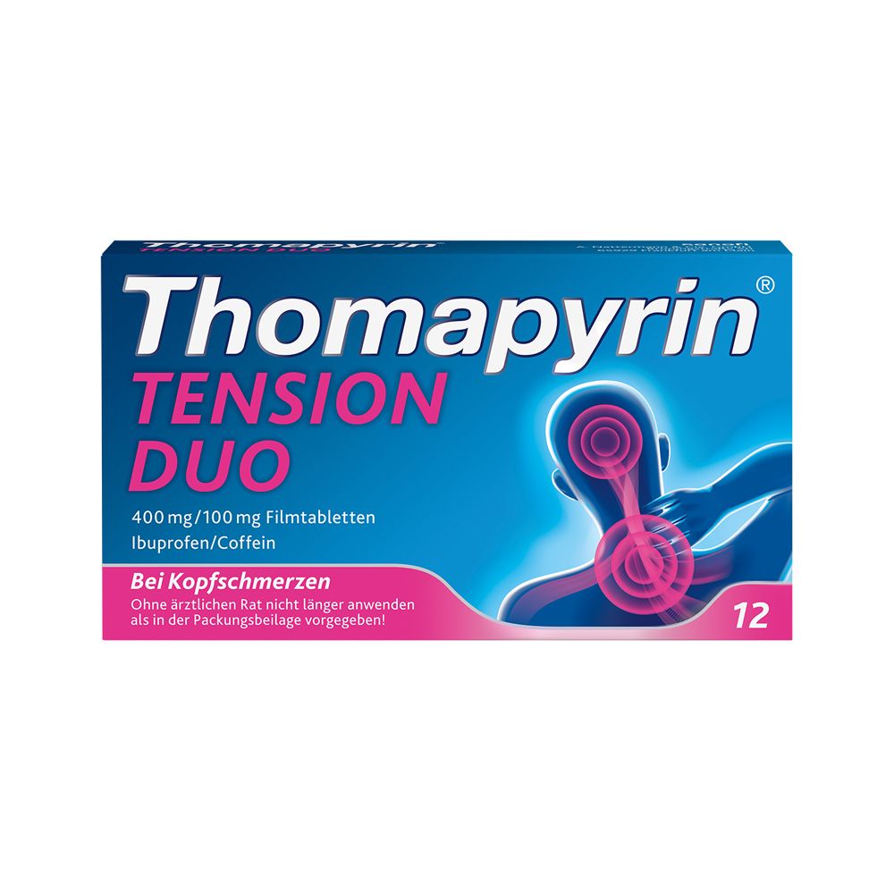 Thomapyrin Tension Duo 12Stk. | schnelle Hilfe bei stärkeren Kopfschmerzen | Ibu + Coffein