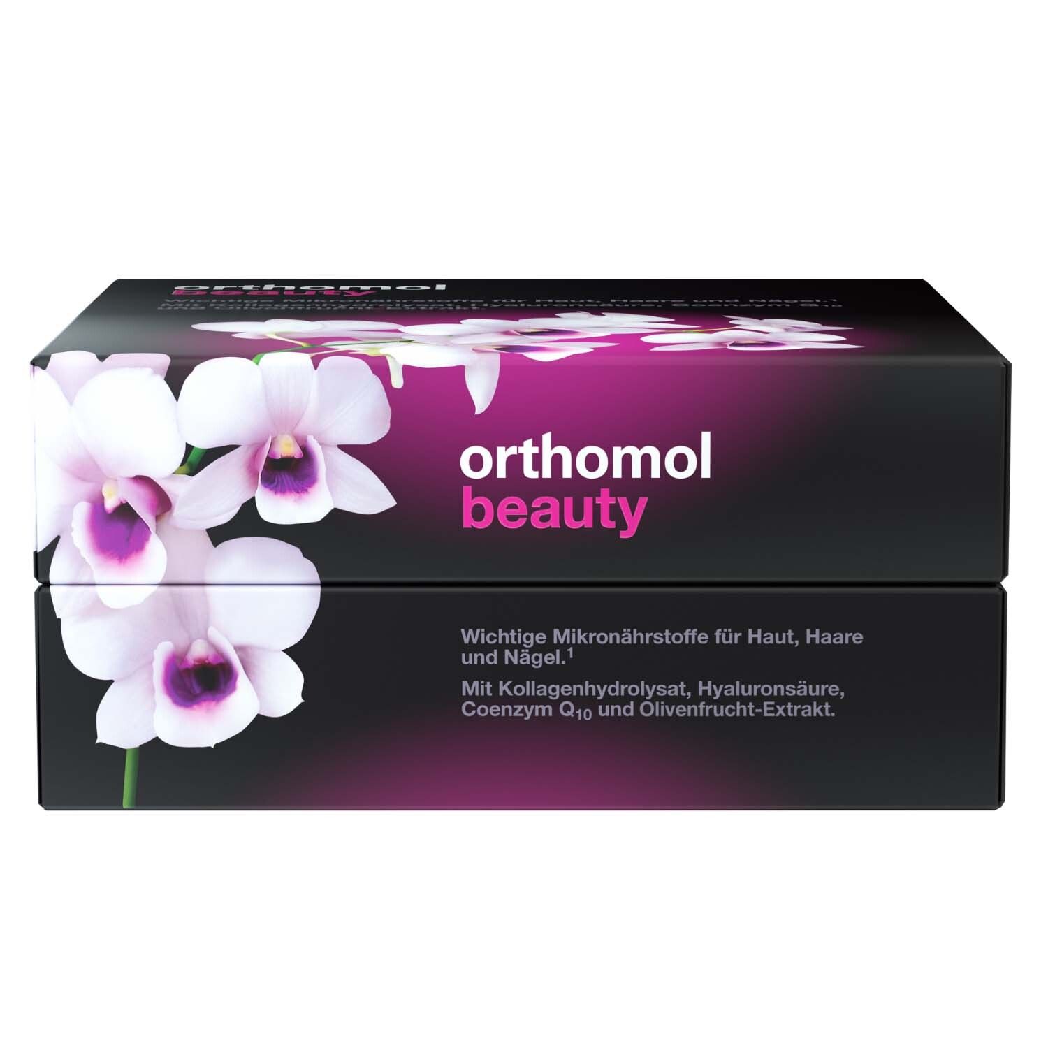 Orthomol Beauty für Frauen - für Haut, Haare und Nägel, mit Hyaluronsäure, Kollagen und Coenzym Q10 - Beauty-Box mit Trinkampullen