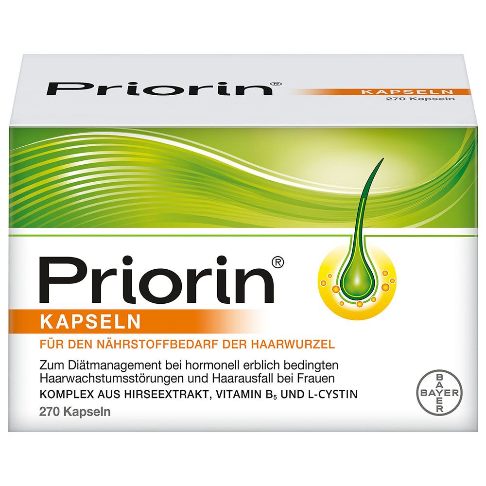 Priorin Kapseln – bei hormonell erblich bedingtem Haarausfall und Haarwachstumsstörungen bei Frauen