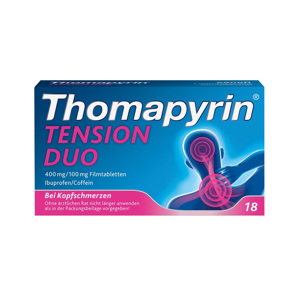 Thomapyrin Tension Duo 18Stk. | schnelle Hilfe bei stärkeren Kopfschmerzen | Ibu + Coffein