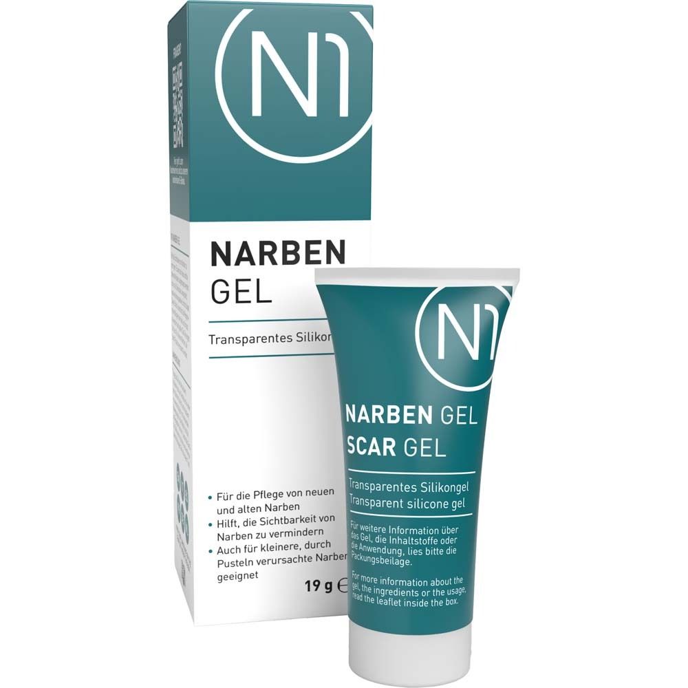 N1 Narben Gel – zur Behandlung & Reduktion von Narben (Akne-, OP- & Brandnarben), Silizium-Gel verbessert Hautbild & glättet sichtbar, Nabensalbe, Narbencreme