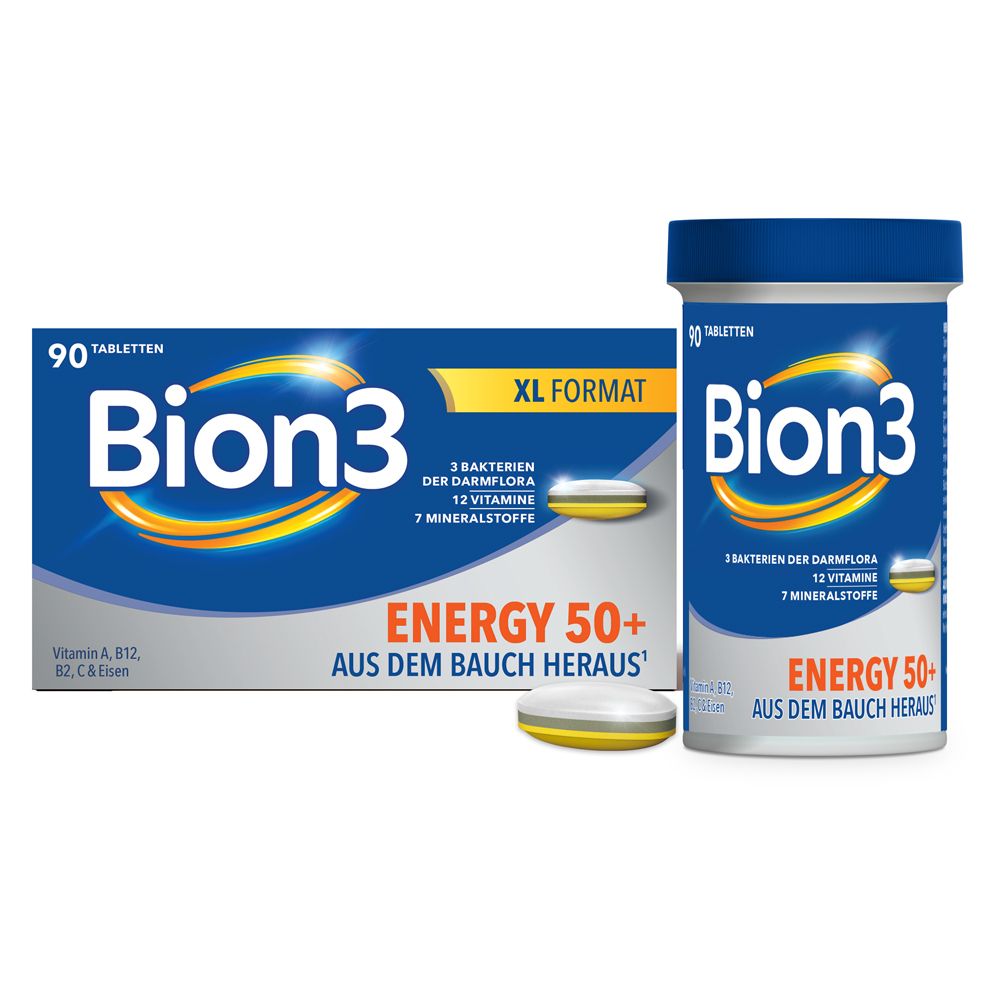 Bion3 Energy¹ 50+ Tabletten, Vitamin B12, Vitamin C, Zink, Eisen & Bakterienkulturen