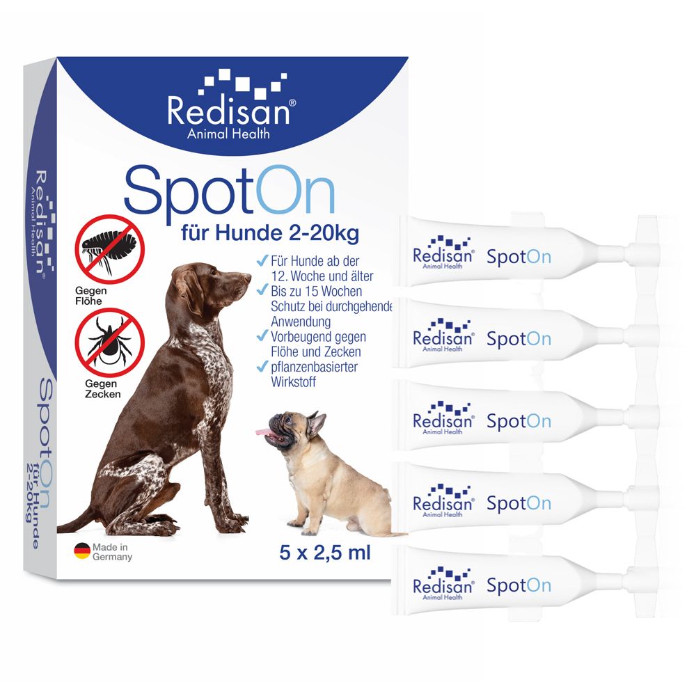 Redisan® Spot on Hund - Pflanzenbasiertes Zeckenmittel - OHNE CHEMIE - Effektiver Schutz vor Zecken, Flöhen und Insekten - Zeckenschutz Hund ohne Nebenwirkung - Bis zu 15 Wochen Schutz