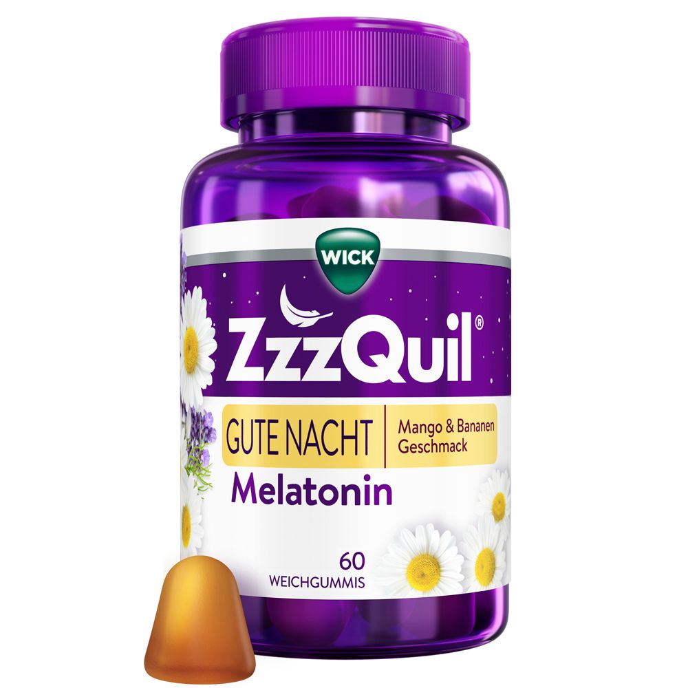 WICK ZzzQuil® Gute Nacht, Einschlafhilfe* mit Melatonin Mango & Banane