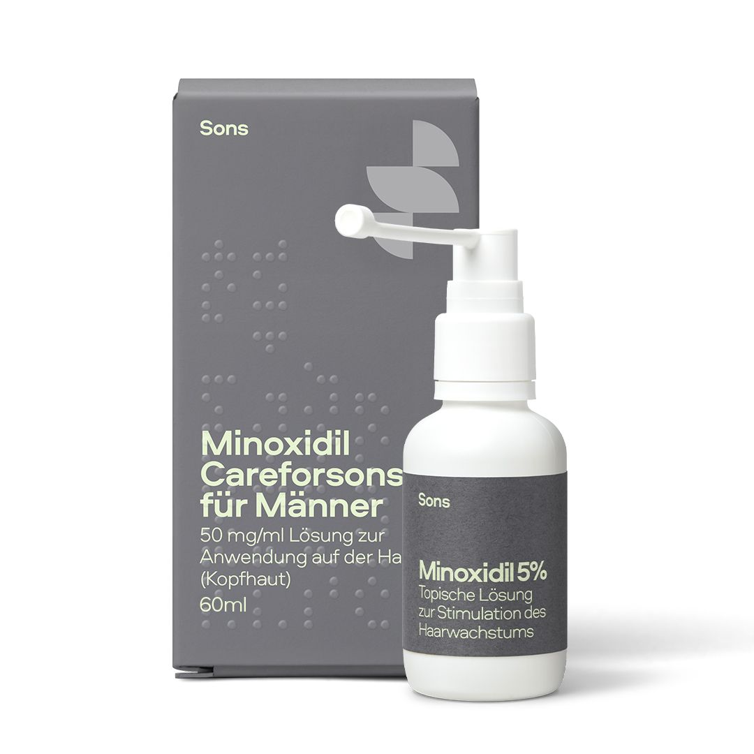 SONS Minoxidil 50mg/ml Lösung für Männer bei erblich bedingtem Haarausfall, mit Pumpspender, 1 Monat