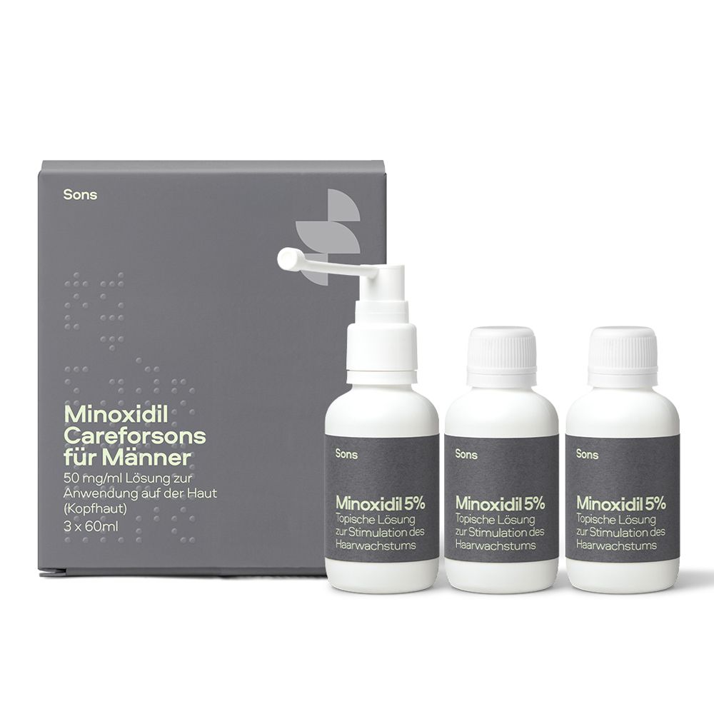 SONS Minoxidil 50mg/ml Lösung für Männer bei erblich bedingtem Haarausfall, Pumpspender, 3 Monate