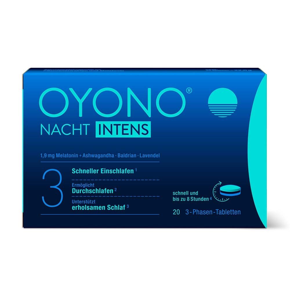 OYONO® Nacht Intens mit 1,9mg Melatonin und Ashwagandha, Baldrian, Lavendel