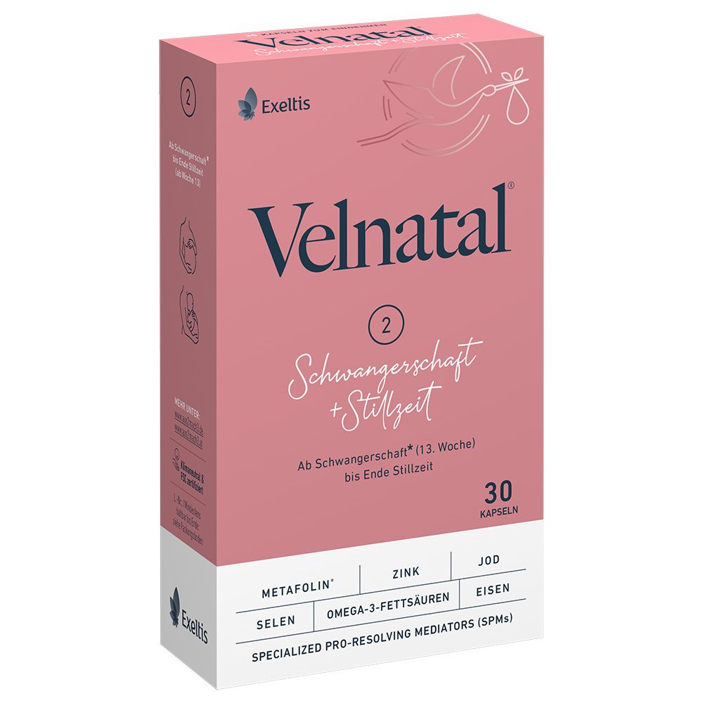 Velnatal – Vitamine für Schwangerschaft und Stillzeit mit Omega-3, Eisen und DHA zur Unterstützung der Gesundheit von Mama und Baby
