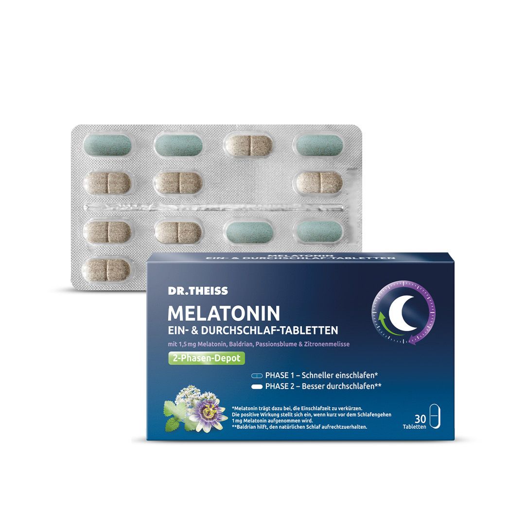 DR. THEISS MELATONIN EIN-& DURCHSCHLAF-TABLETTEN - Jetzt 20% mit dem Code theiss20 sparen*