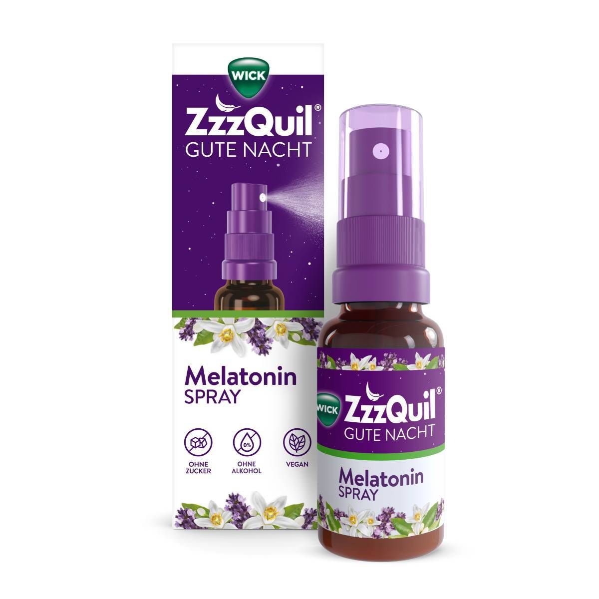 WICK ZzzQuil® Gute Nacht Spray mit Melatonin, ohne Zucker, ohne Alkohol, vegan - Jetzt 10% mit dem Code wick10 sparen*