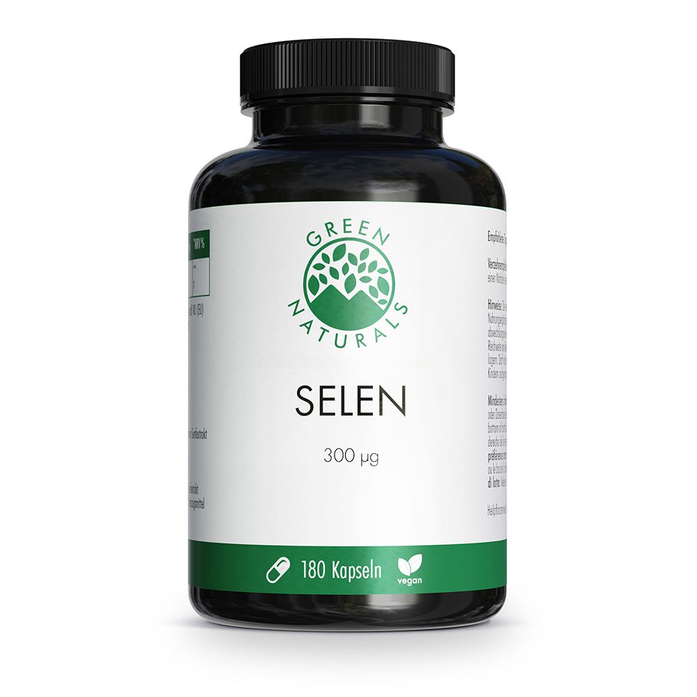 GREEN NATURALS® Selen hochdosiert -  300 µg für Immunsystem, Schilddrüse, Nägel & Haare - vegan