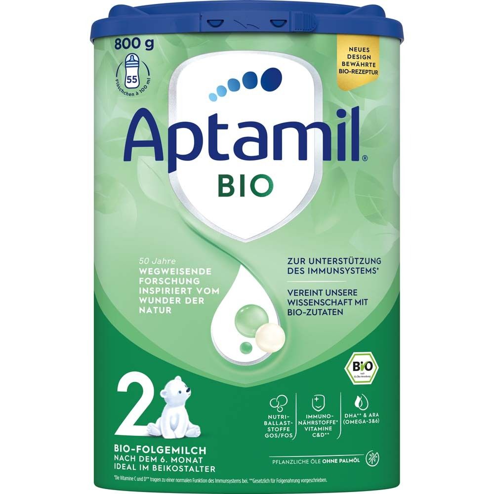 Aptamil Bio 2 – Die Bio-Folgemilch nach dem 6. Monat – Pflanzliche Öle, ohne Palmöl