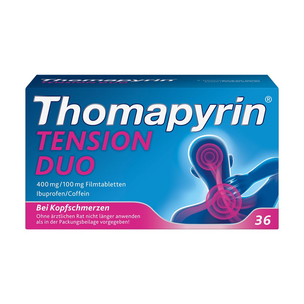 Thomapyrin Tension Duo 36Stk. | schnelle Hilfe bei stärkeren Kopfschmerzen | Ibu + Coffein