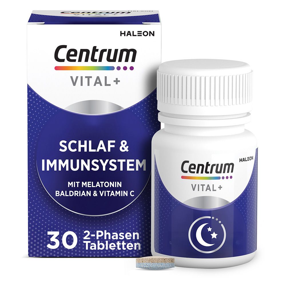Centrum Vital+ Schlaf & Immunsystem, Hochwertiger Nährstoffkomplex für erholsamen Schlaf, Immunsystem und Zellregeneration** mit Melatonin, Vitamin C, Zink, Baldrian