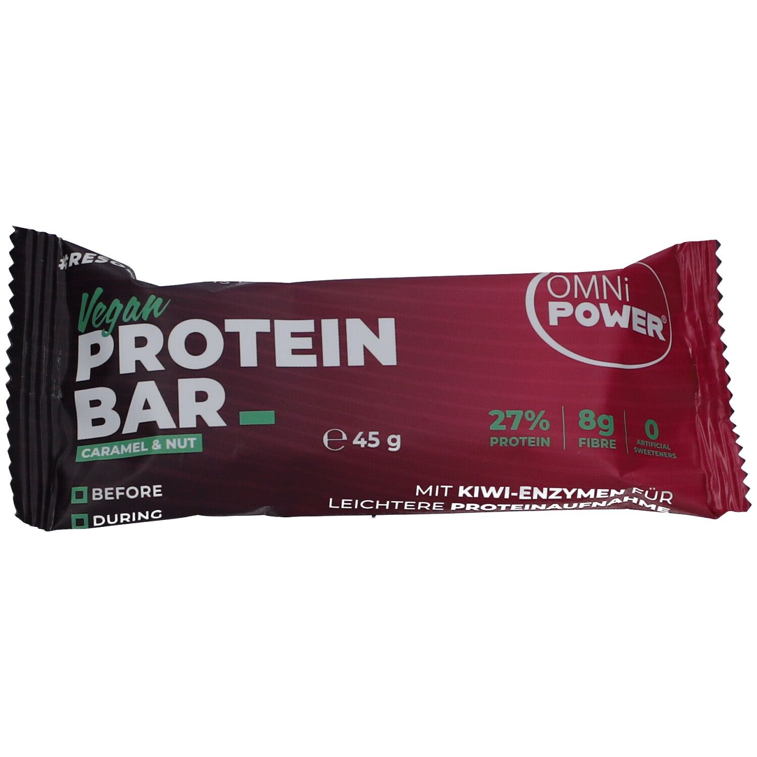 OMNiPOWER Proteinriegel Karamell & Nuss – vegan & glutenfrei mit Kiwi-Enzymen