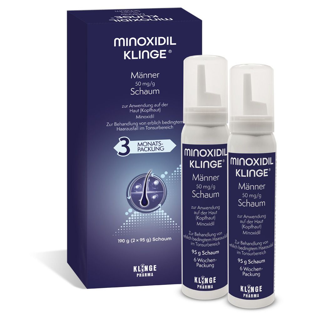 Minoxidil Klinge® Männer 50 mg/g Schaum - Zur Behandlung von erblich bedingtem Haarausfall bei Männern