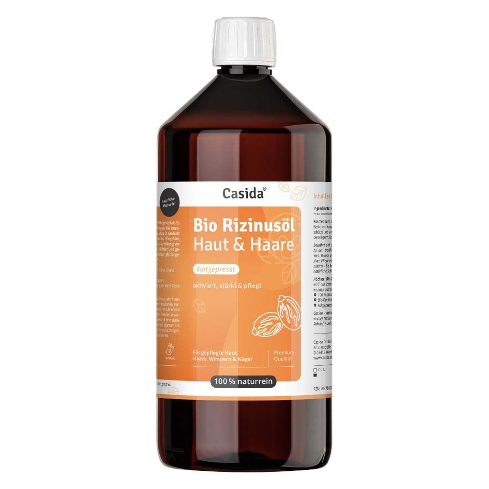 Casida® Bio Rizinusöl 1000 ml kaltgepresst für Haut, Haare & Wimpern