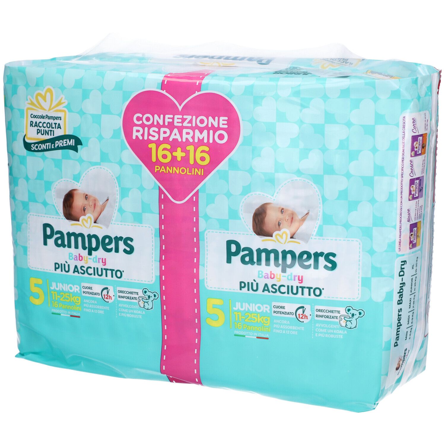 Pampers Baby Dry Windeln Duo Downcount Junior 32 Stück Pampers