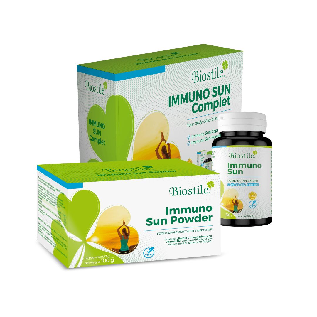 Biostile Immuno Sun Komplett – Vitamin D3-Set mit Magnesium, Vitamin C & B2