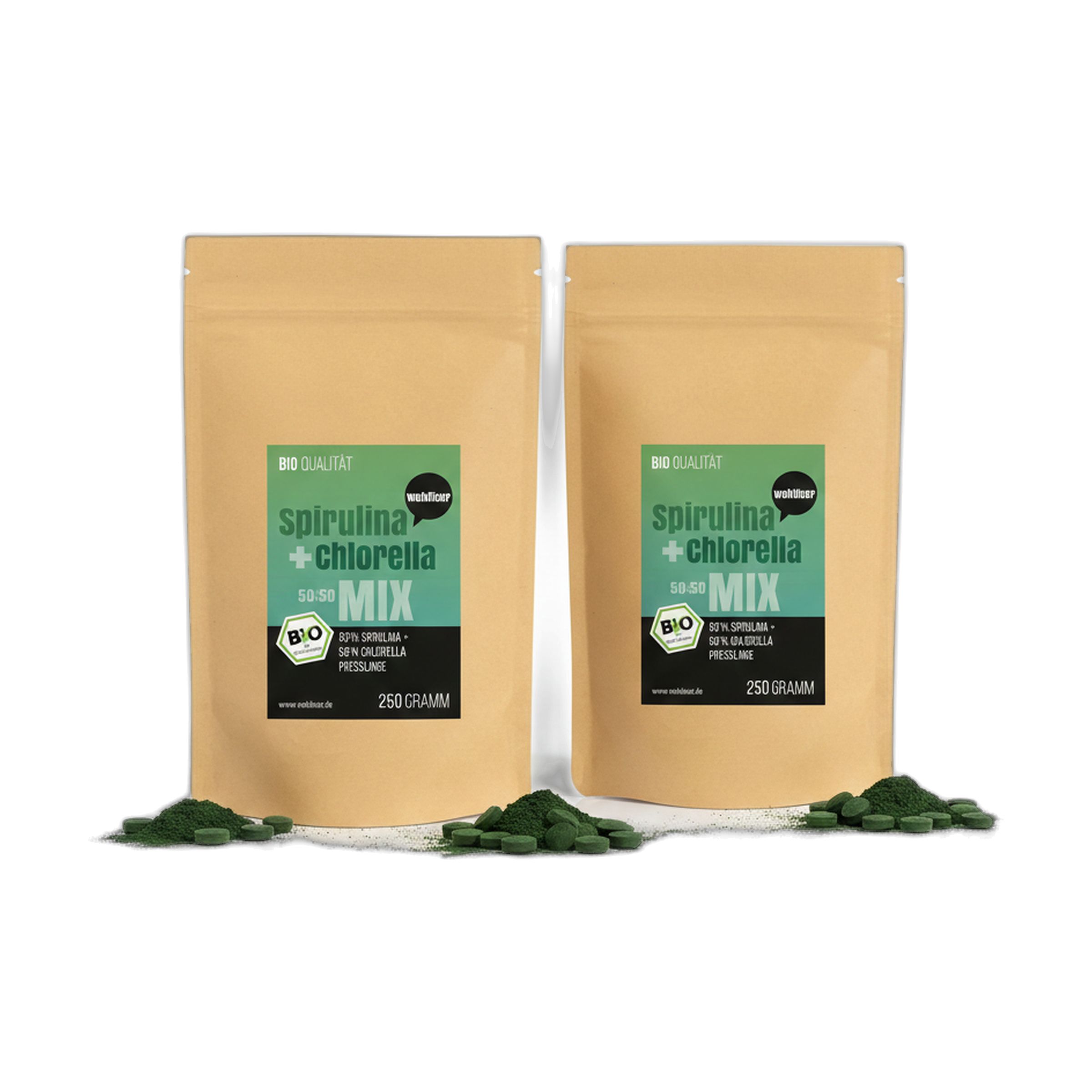 Wohltuer Spirulina + Chlorella Bio Algen Mix Tabletten