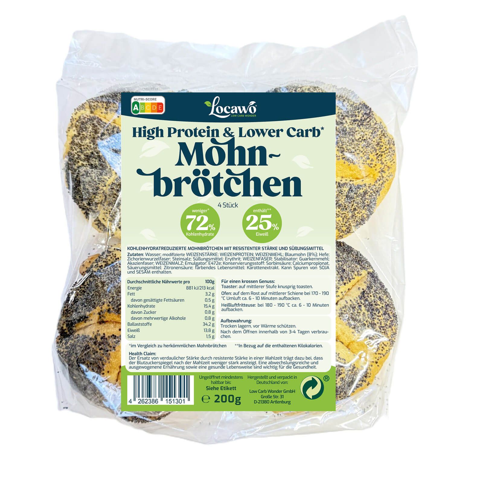 Locawo High Protein & Low Carb Mohnbrötchen