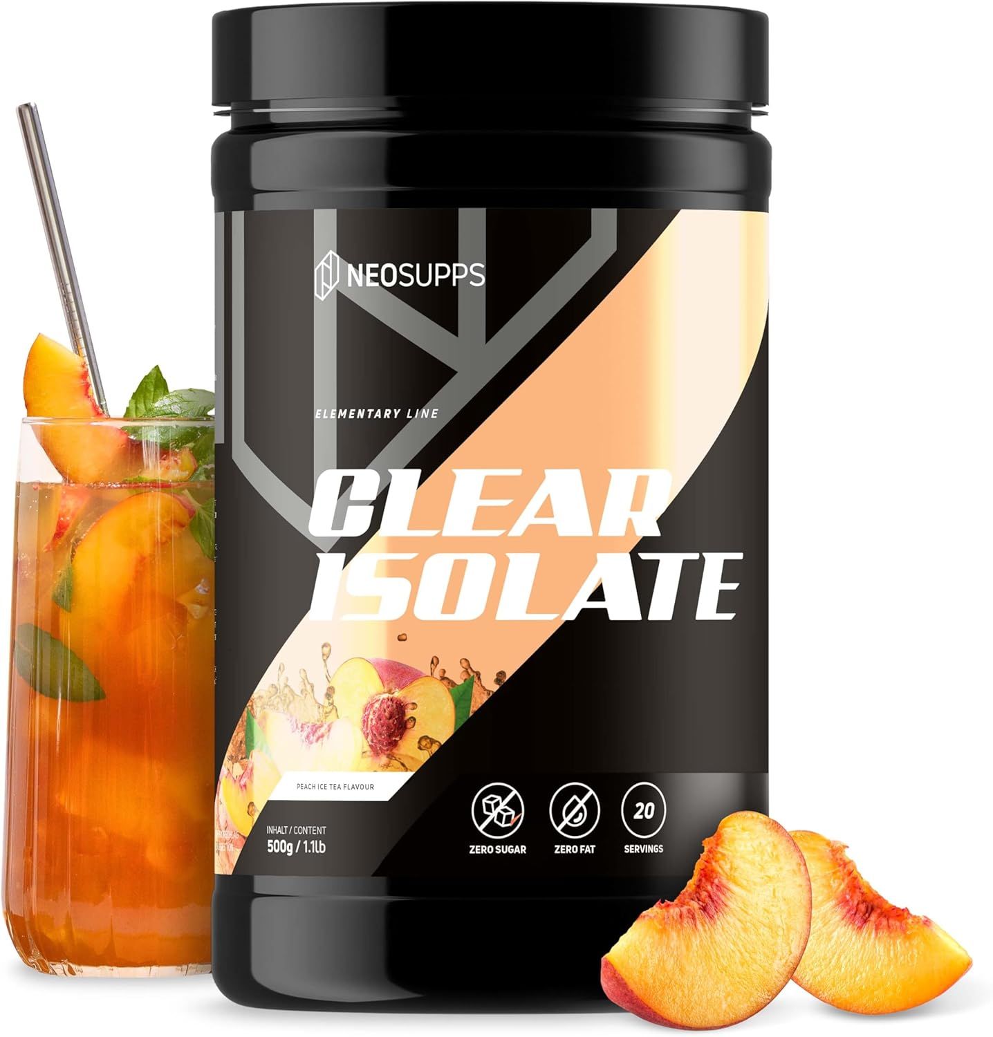 Neosupps Clear Whey Isolat Peach Ice Tea, 500g, Protein Pulver, Eiweißshake
