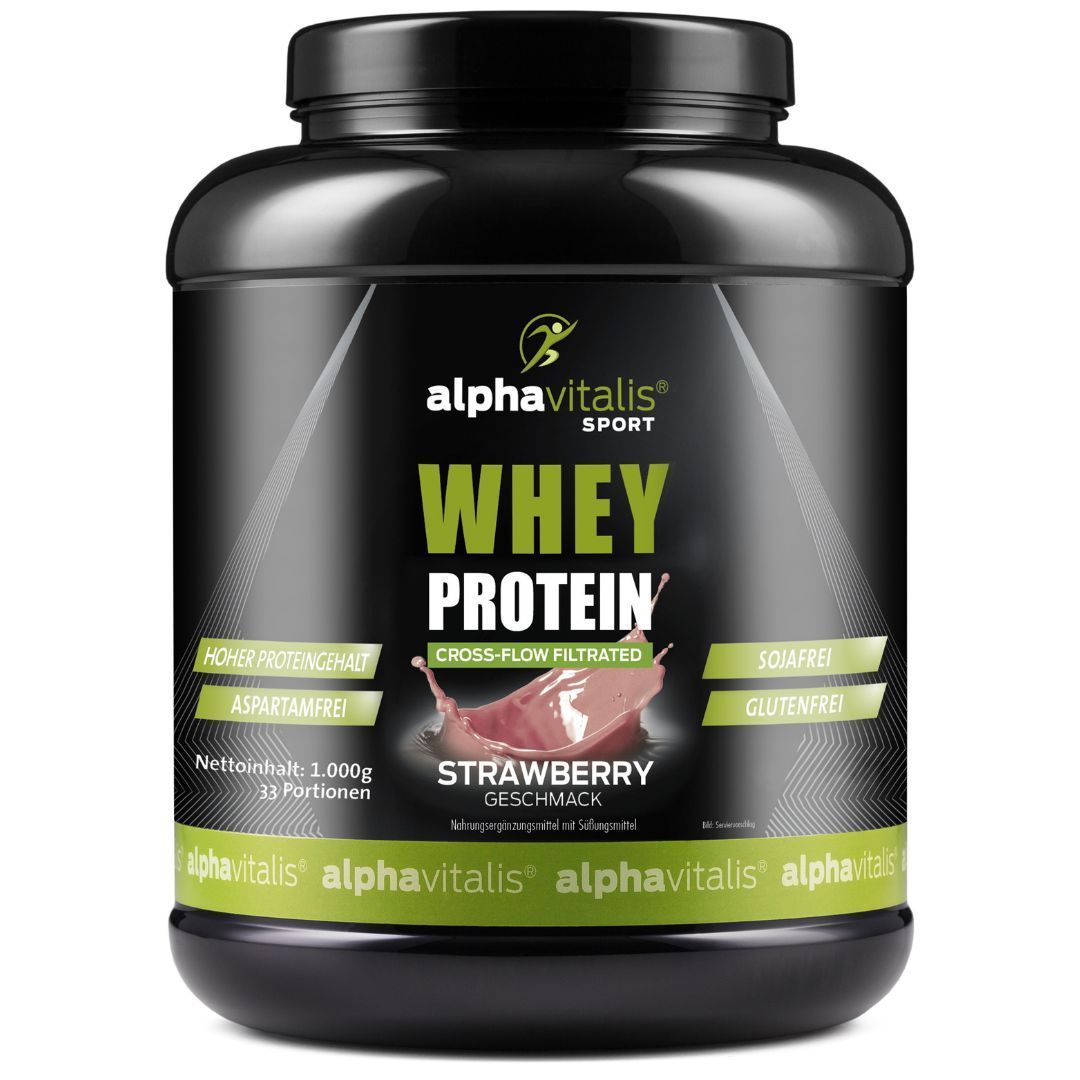 Alphavitalis® Whey Protein Pulver Erdbeer Eiweiß Pulver