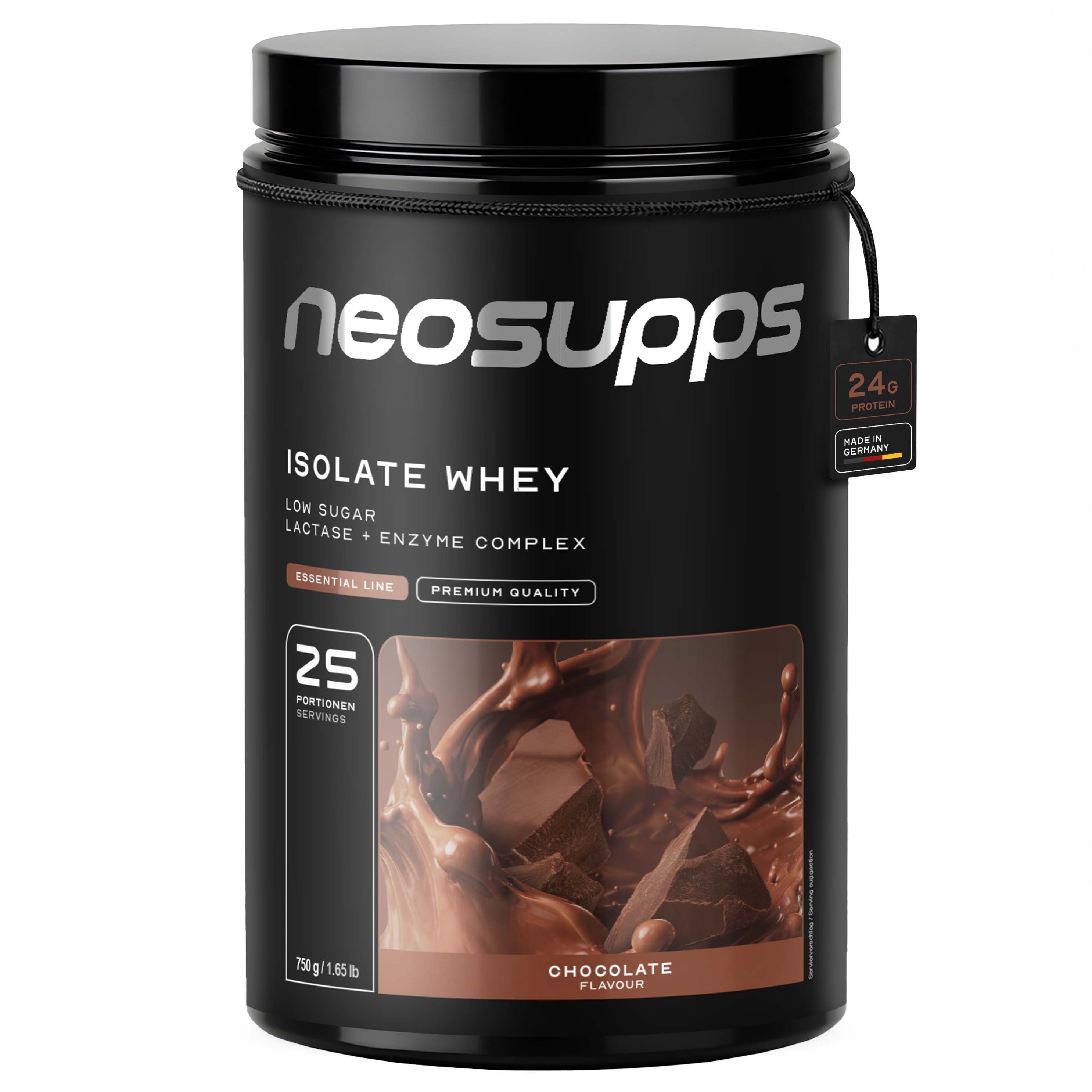 Neosupps Isolate Whey Protein Pulver Chocolate, 750g, Protein pro Portion