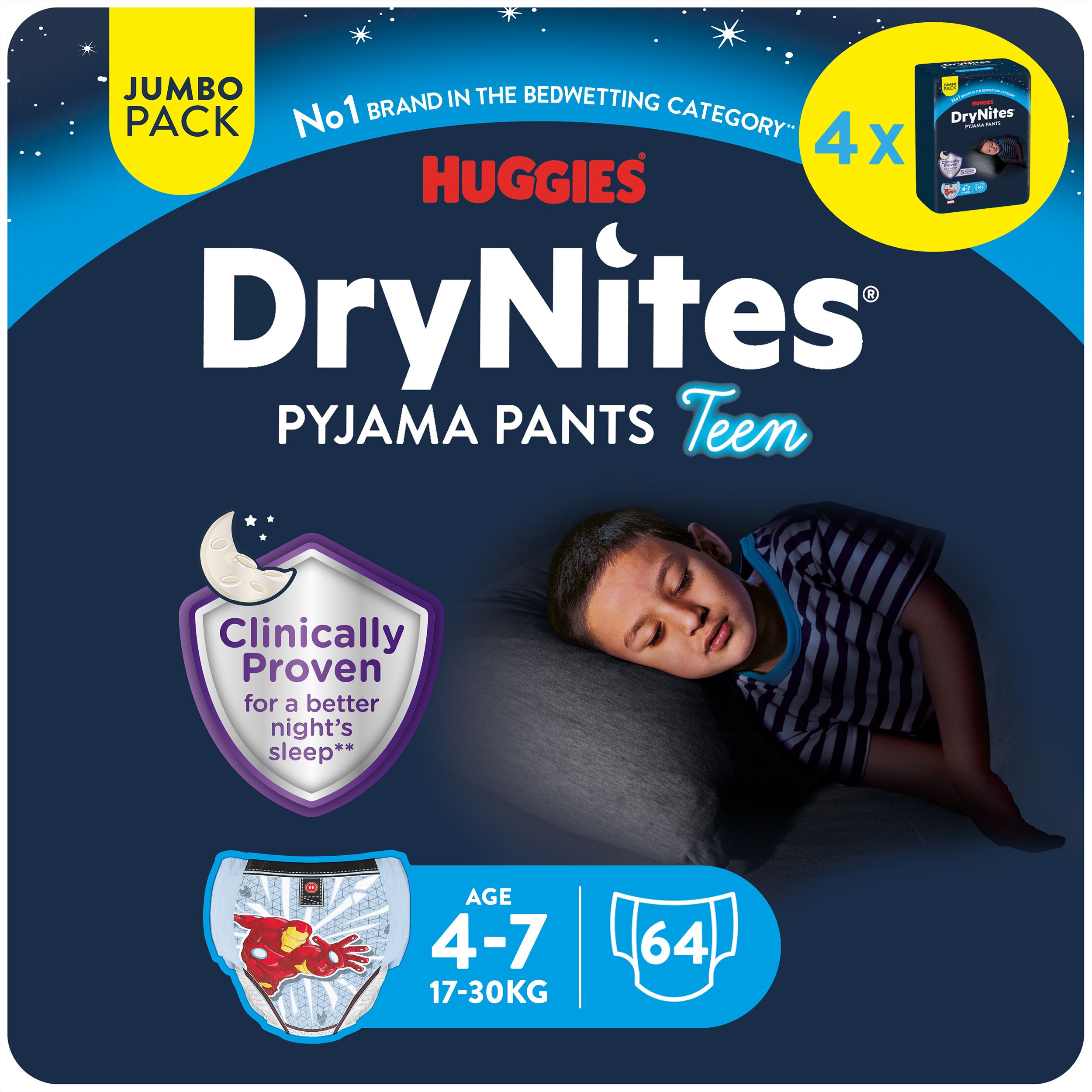 Huggies DryNites Windeln Windelhosen 4-7 J. (17-30kg) Jumbo Monatspack