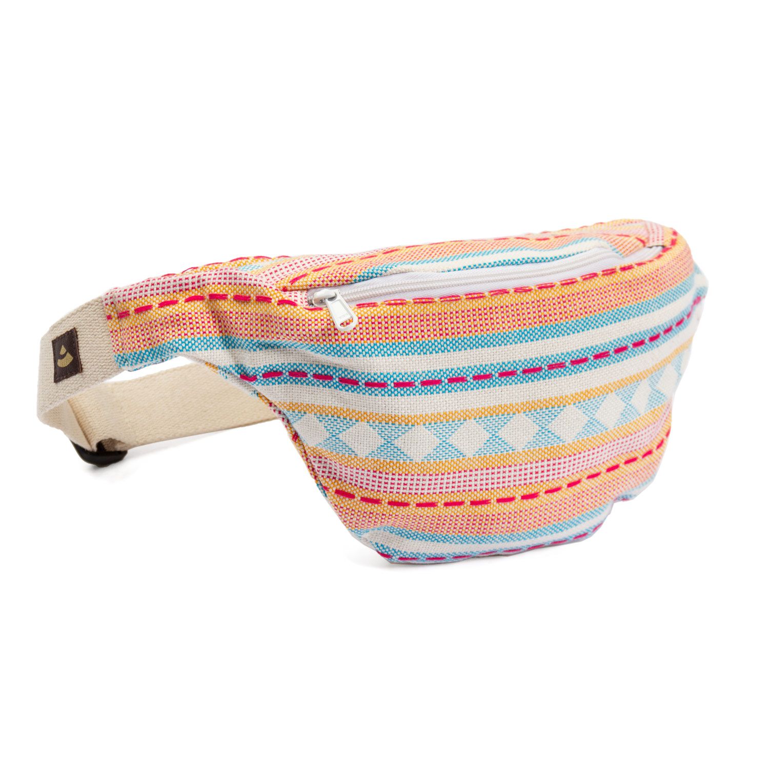 bodhi ETHNO Collection: Bauchtasche Jacquard-Webstoff, apricot-hellblau gemustert, Hip Bag