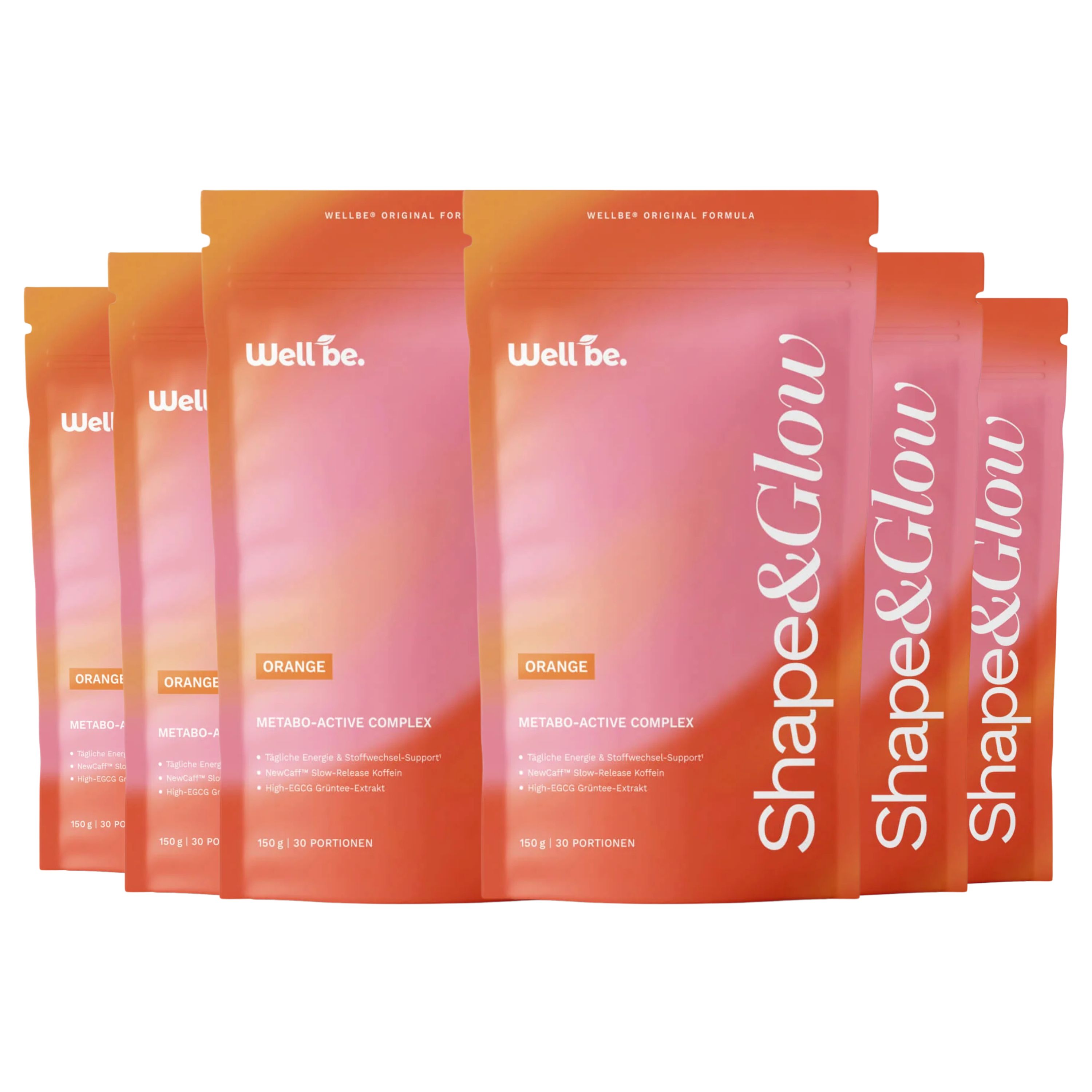 wellbe Shape & Glow™ Drink mit NewCaff™ Slow-Release Koffein, L-Carnitin, Grüntee-Extrakt, Kollagen