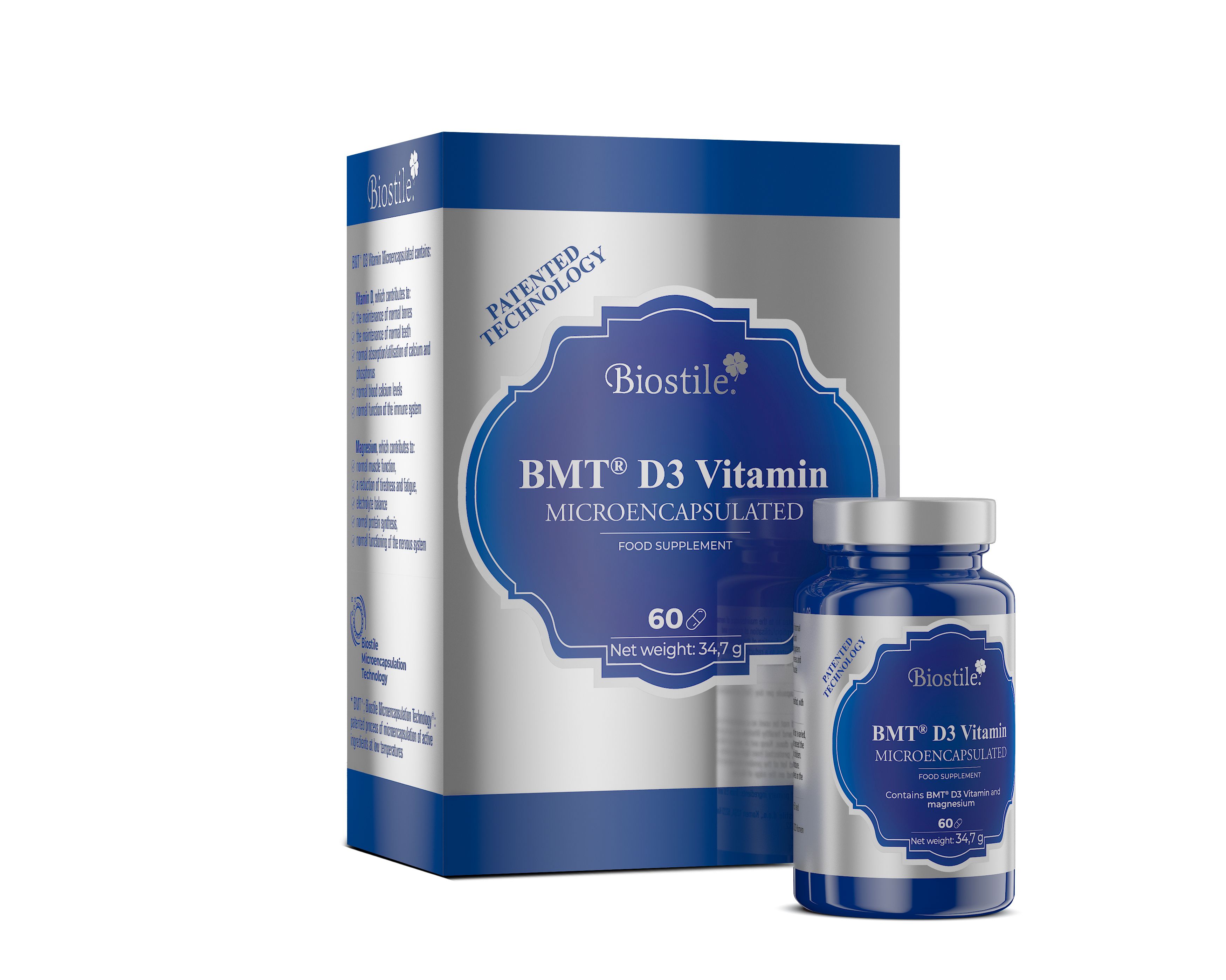 Biostile BMT D3 Vitamin – Mikroverkapselte Vitamin-D3-Kapseln mit Magnesium