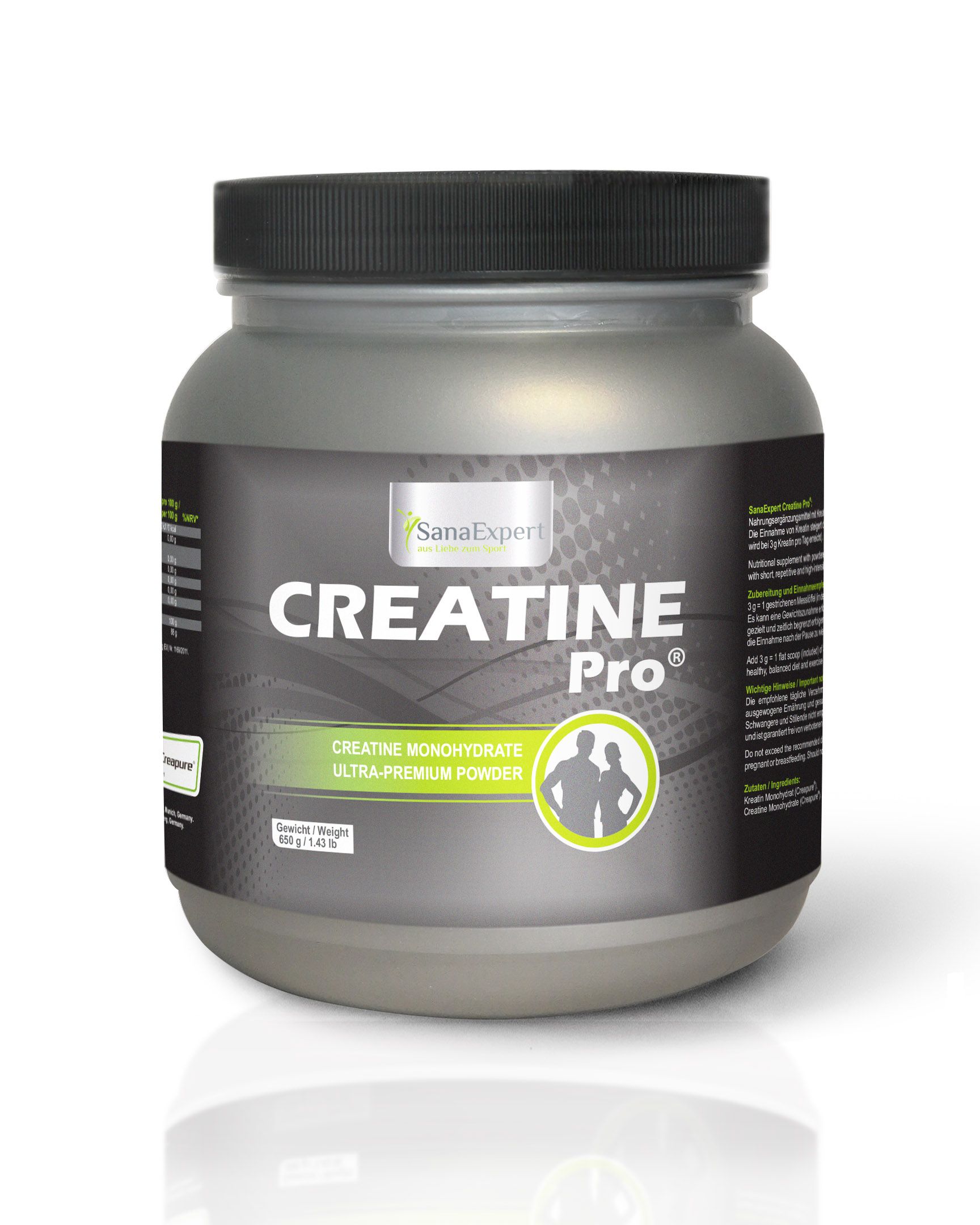 SanaExpert Creatine Pro – mit Creatin-Monohydrat, 100% reines Kreatinpulver