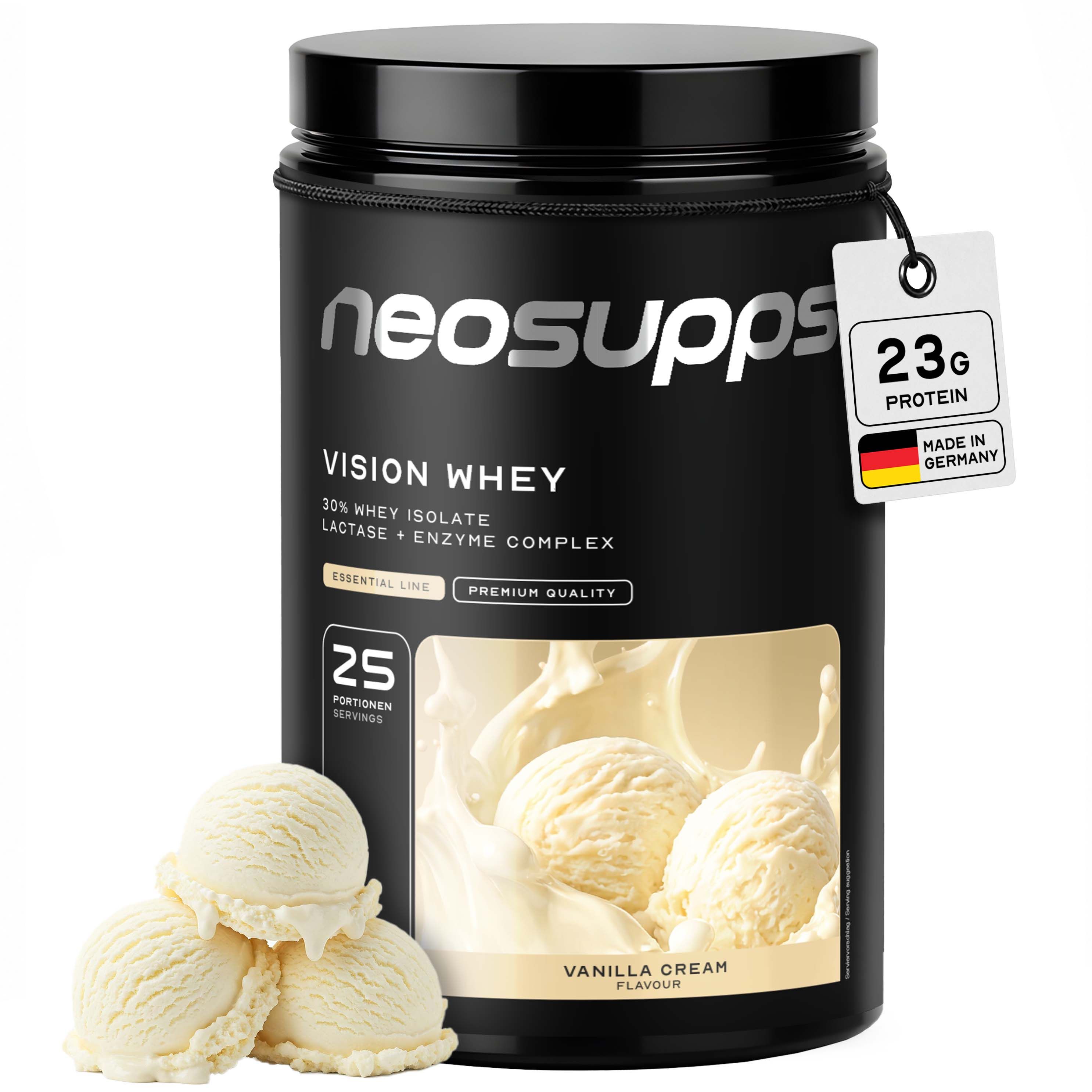 Neosupps Vision Whey Protein Vanilla Cream, 750g, Protein Pulver für Proteinshakes