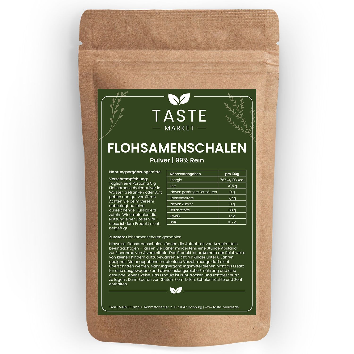 Taste Market Flohsamenschalen Pulver