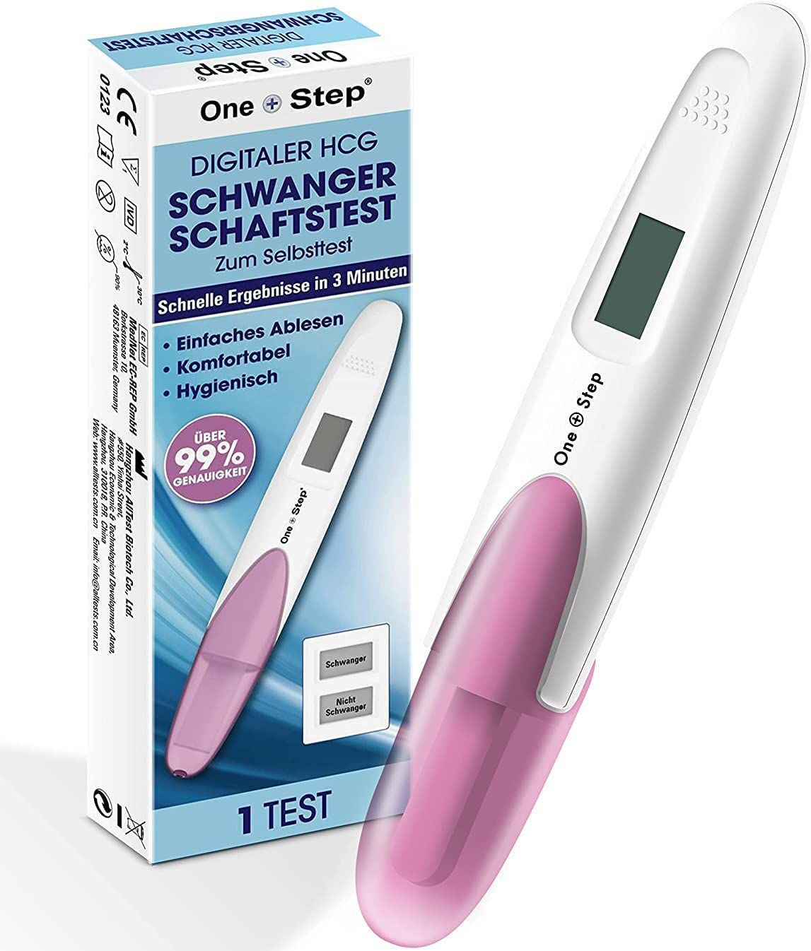 One+Step digitaler Schwangerschaftstest mit klarer Anzeige 'schwanger' / 'nicht schwanger'