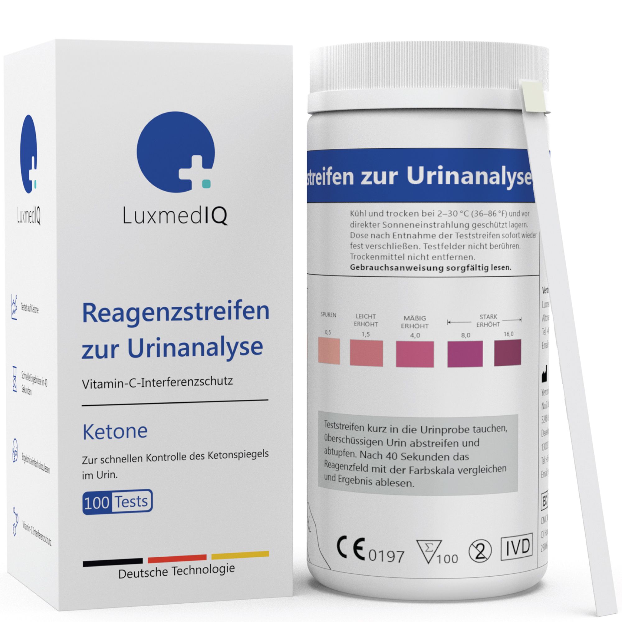 LuxmedIQ Keton Teststreifen – Ketose Teststreifen für Keto Ernährung & Diät