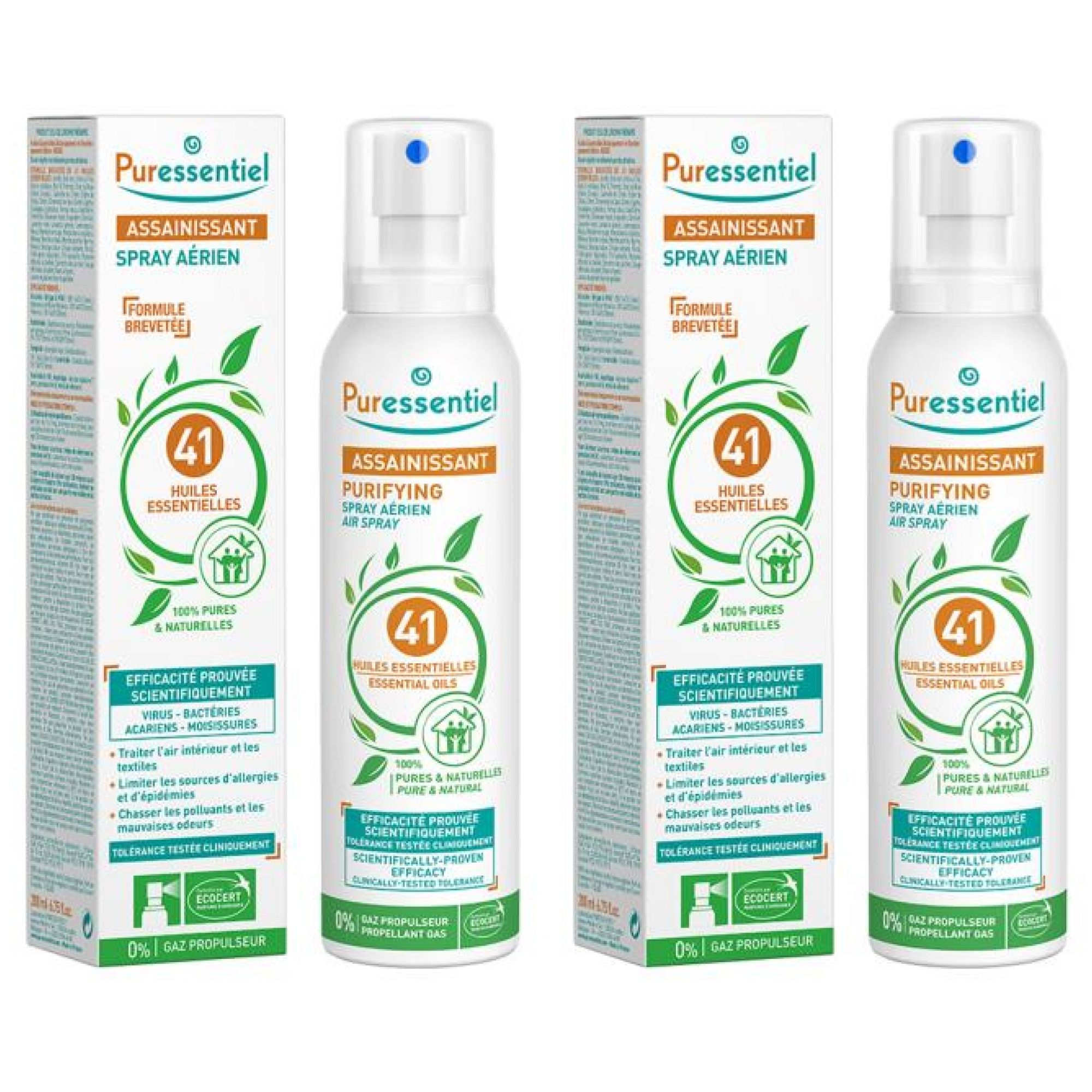 Puressentiel Luftreiniger Raumspray aus 41 Ätherischen Ölen Set mit 2 x