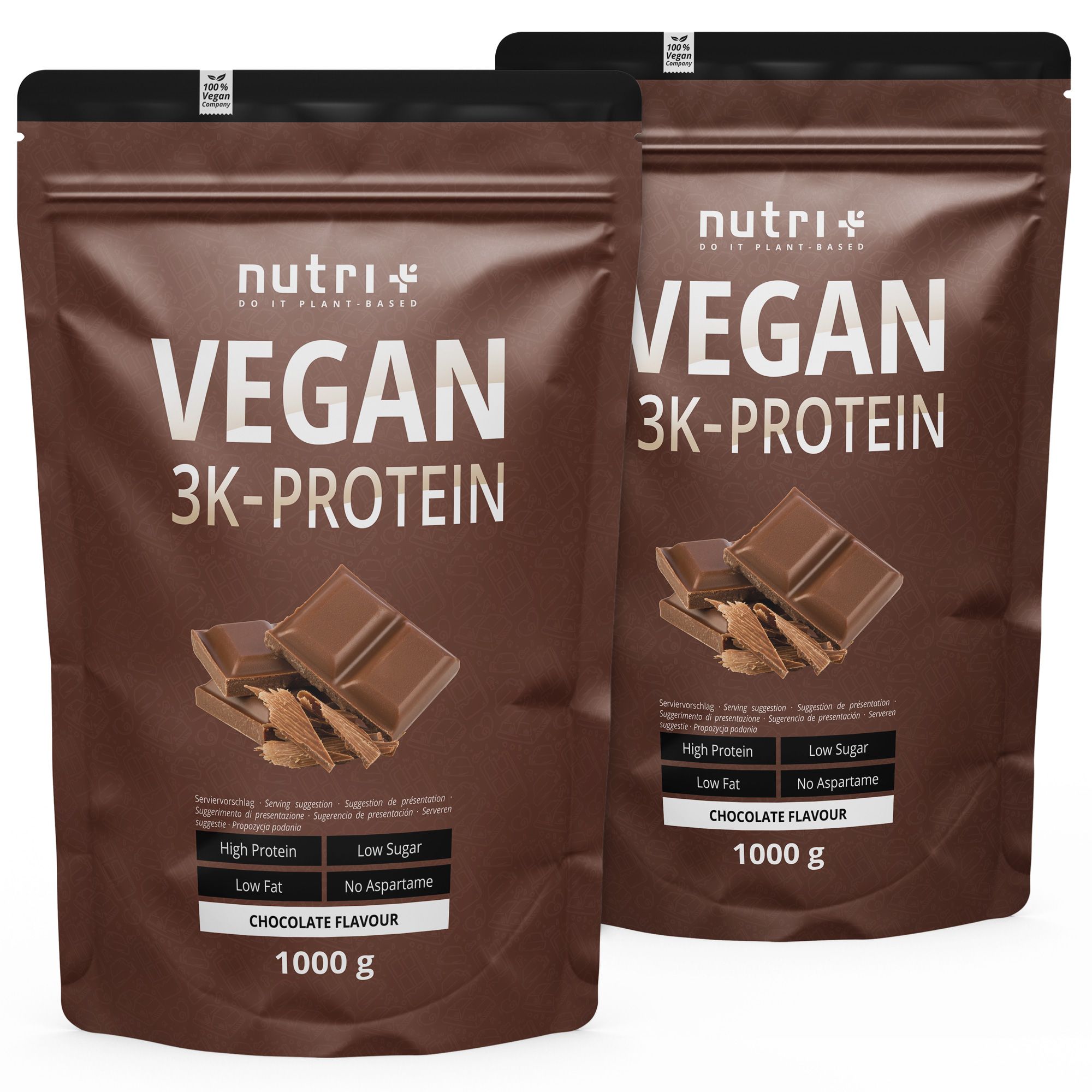 Nutri+ Veganes Proteinpulver 3k - Eiweiß Protein Pulver 2kg