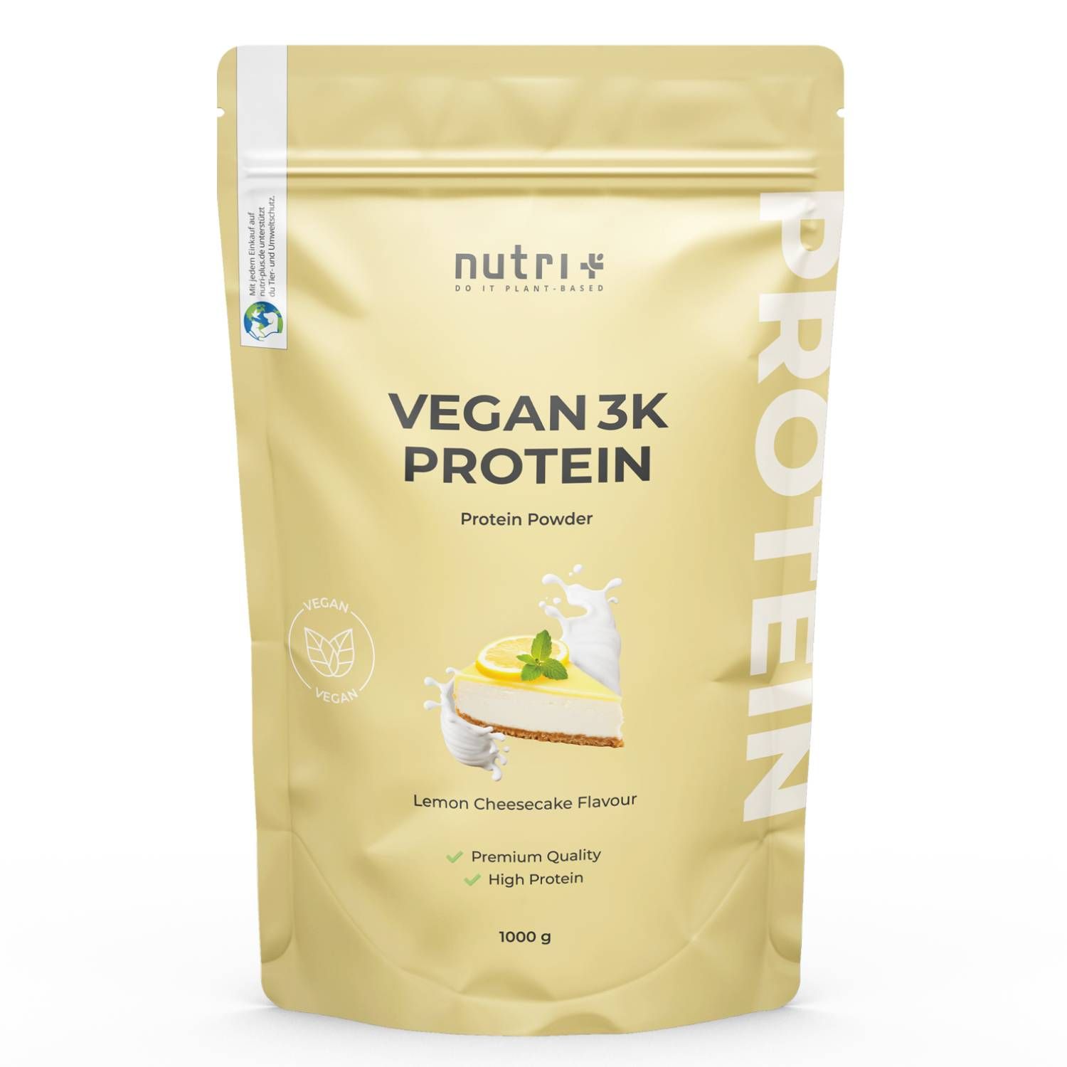 nutri+ Veganes Proteinpulver 3k - Eiweiß Protein Pulver 1kg