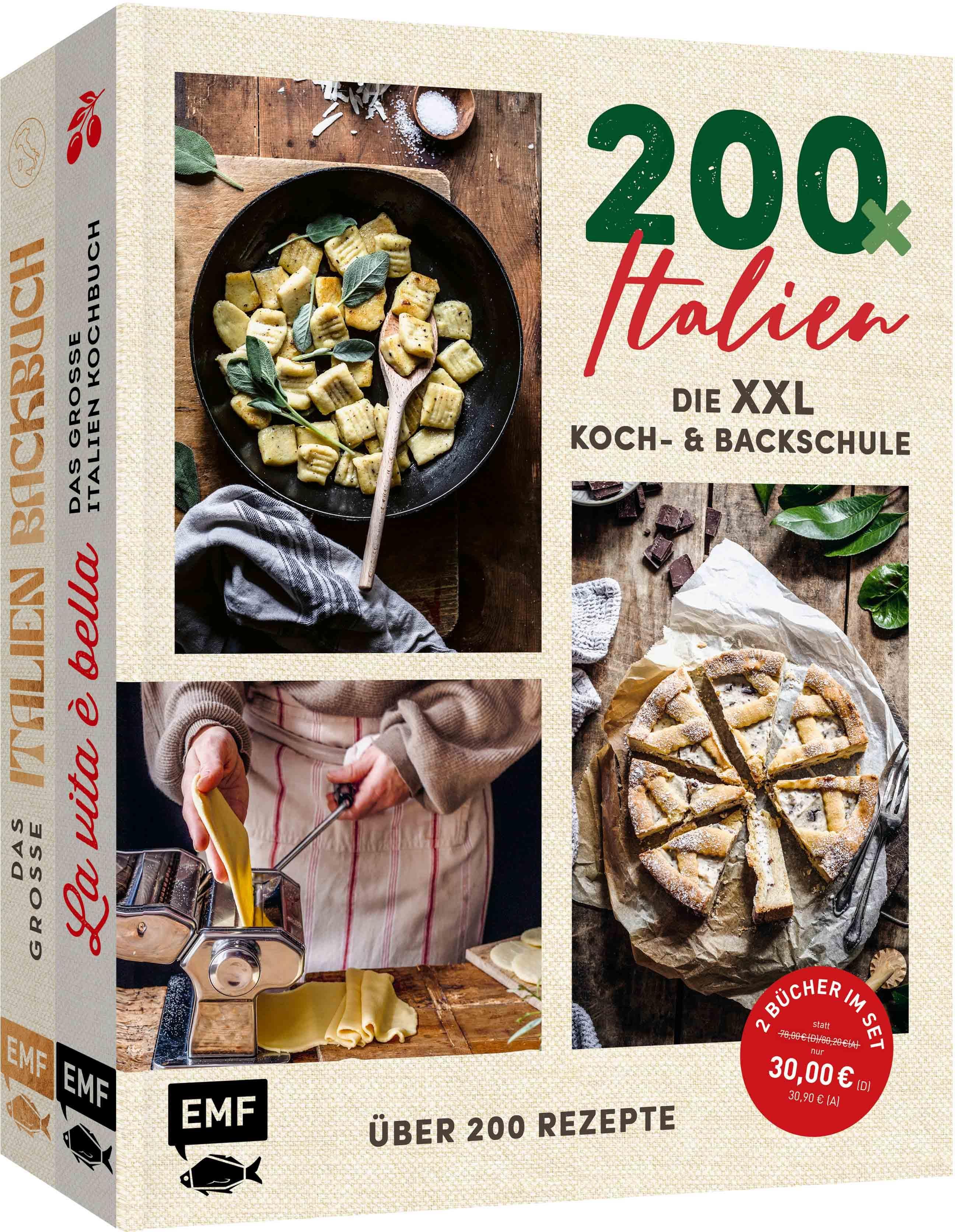 200 x Italien – Die XXL Koch- und Backschule Doppelt gut - 2 Bücher im Set: Über 200 Rezepte und ...