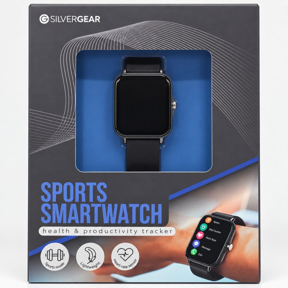 Silvergear Sports Smartwatch – Fitness-Tracker mit Herzfrequenz, SpO₂ & Schlaftracking - Schwarz