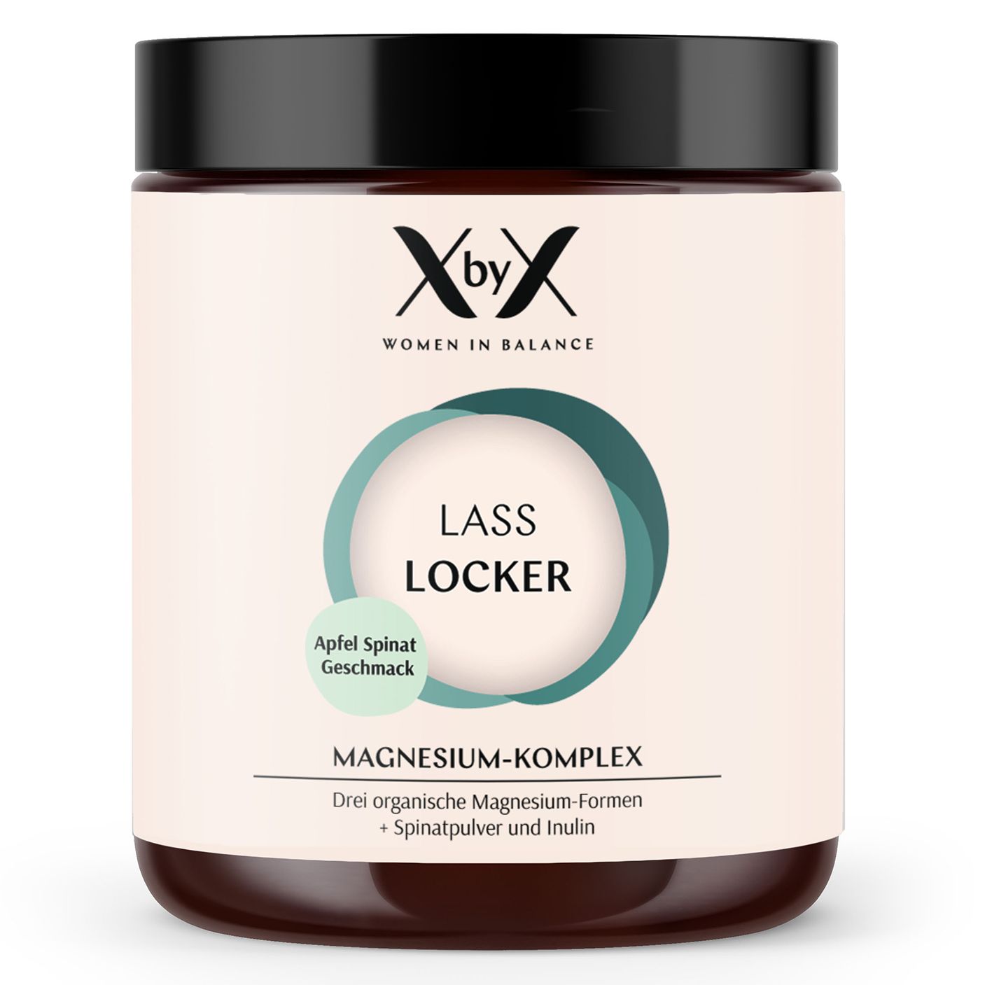XbyX® Lass Locker Apfel-Spinat – Magnesium Pulver Komplex hochdosiert – 3fach Magnesium für Frauen