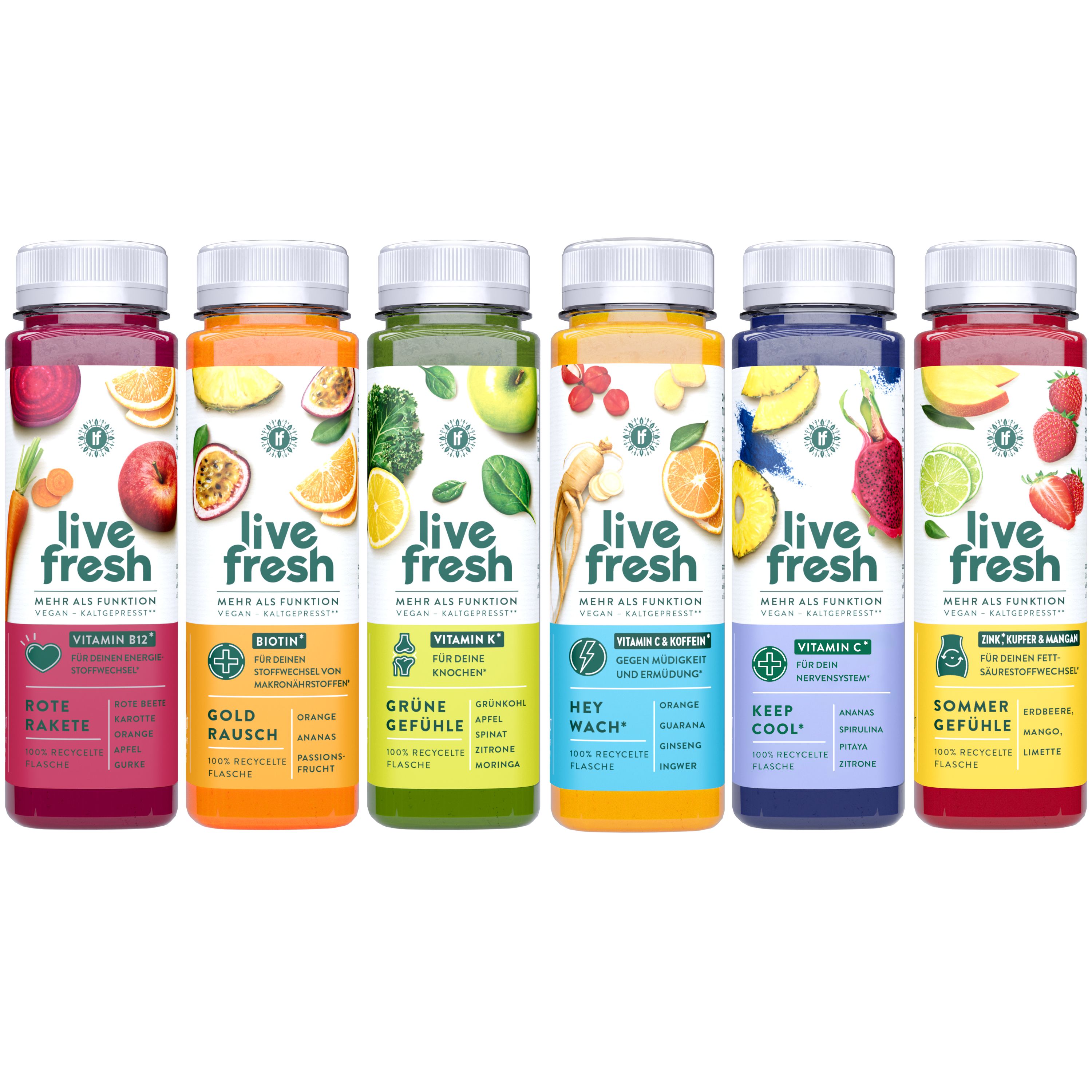 LiveFresh Saftkur Probierpaket – Natürliches Vitamin C, K, Biotin & Koffein – 1,50€ Pfand