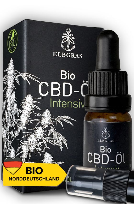 Elbgras Bio CBD Öl 30% - Vollspektrum Hanföl - CBD-Tropfen + Spraykopf - Cannabisöl - Deutsche Marke