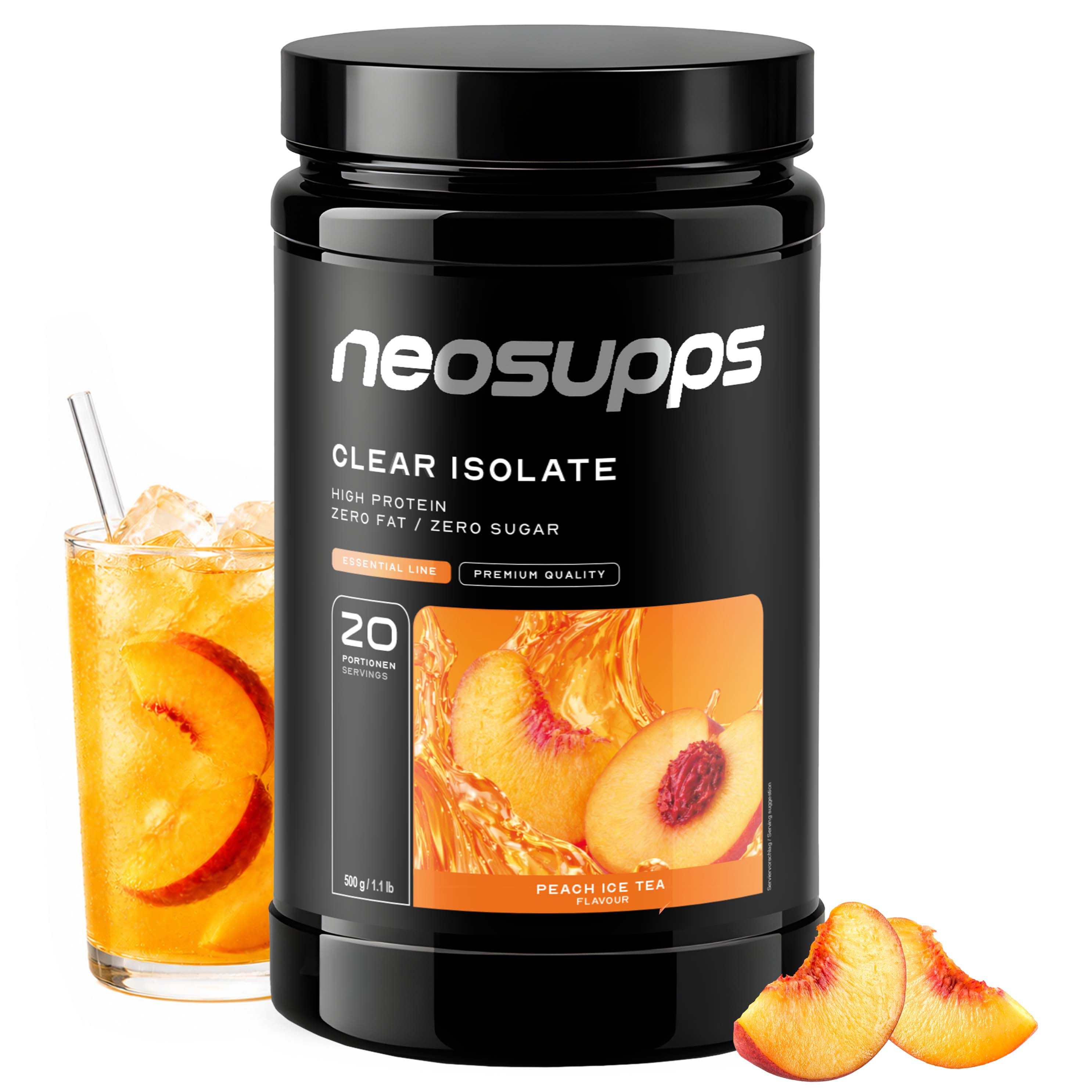 Neosupps Clear Whey Isolat Peach Ice Tea, 500g, Protein Pulver, Eiweißshake
